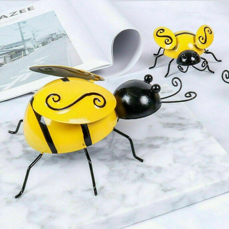 4PCS Decorative Metal Art Bumble Bee Backyard Garden Accents Wall Ornament