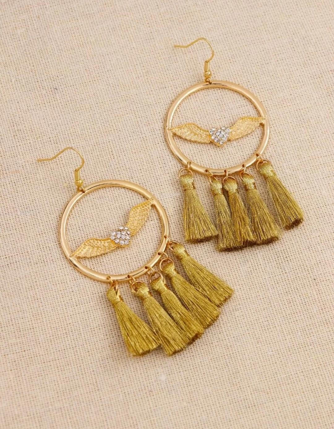 Latest Rhinestone decor tassels earrings