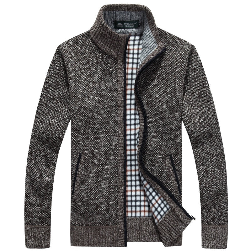 Autumn Winter Men Sweater Coat Faux Fur Wool Sweater Jackets Men Zippe –  SaleTime