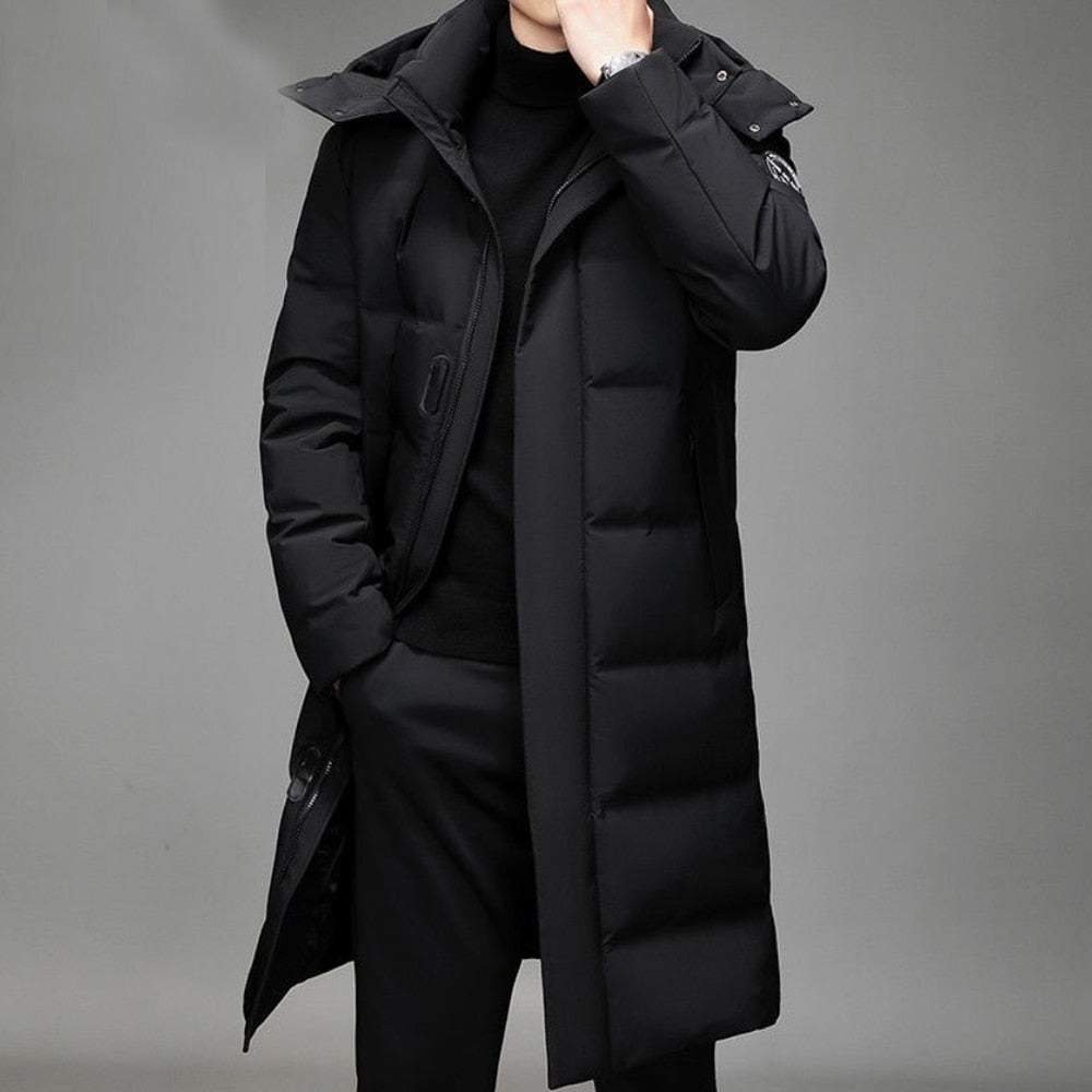Holyrising men down coat winter Thick winter long 90% down jacket fur –  SaleTime