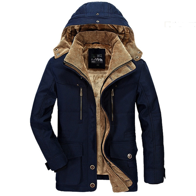 Men's Winter Coats Down Jackets Outerwear, Long Cotton Coat Thick Warm