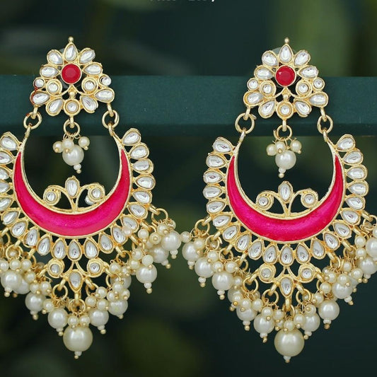 Kundan Earrings with Pearl designing