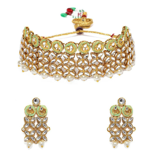 Kundan Necklace Set with Pearl Designing