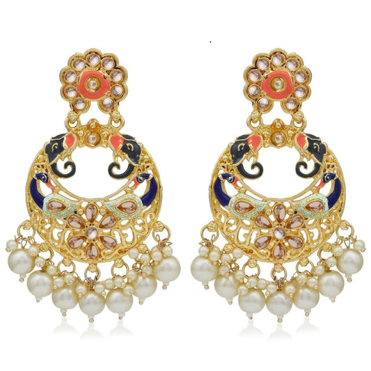 Multicolored Kundan Earrings with Pearls