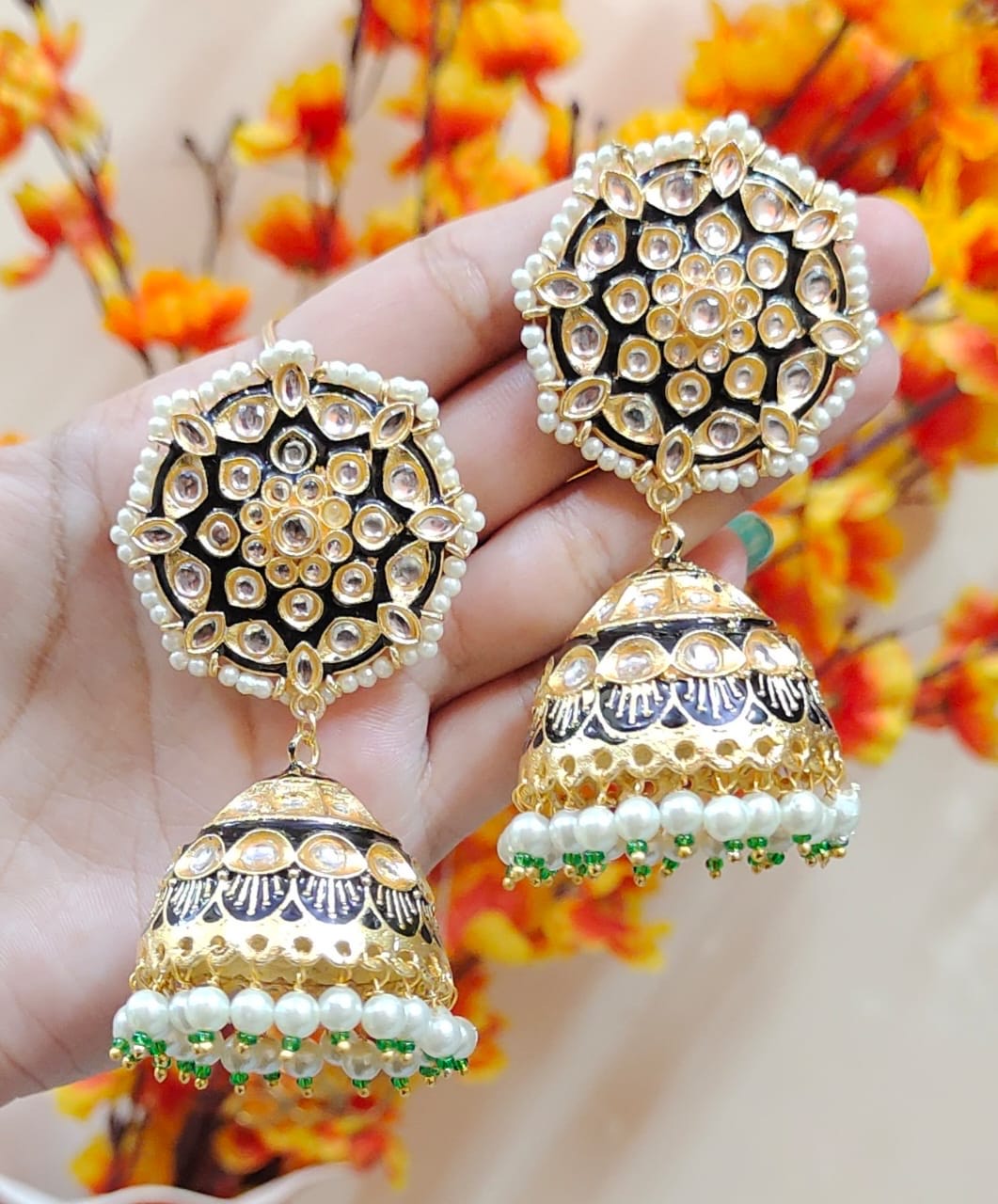 Classic Pearl Earrings Indian Style