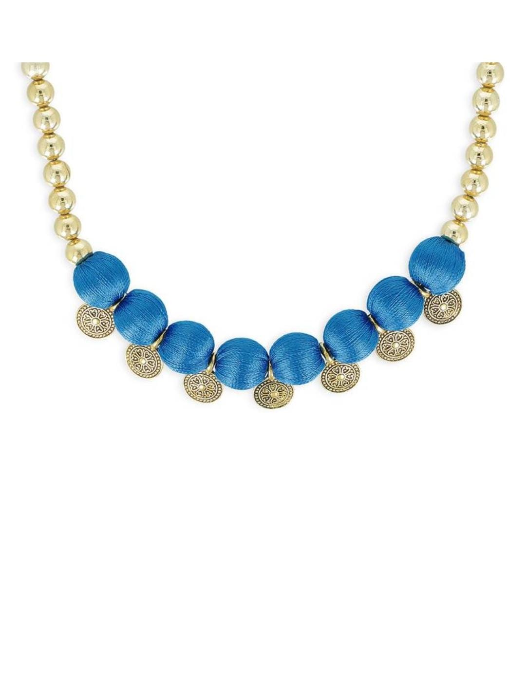 Silk Threaded Blue Necklace Set