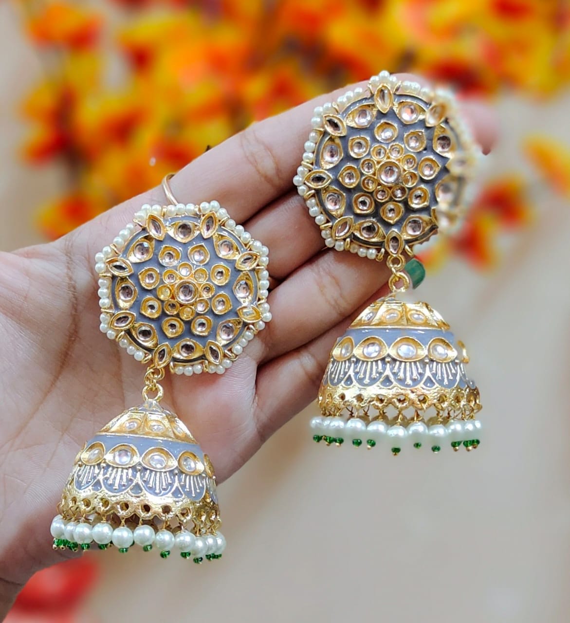 Indian Style Pearl Earrings Jhumke