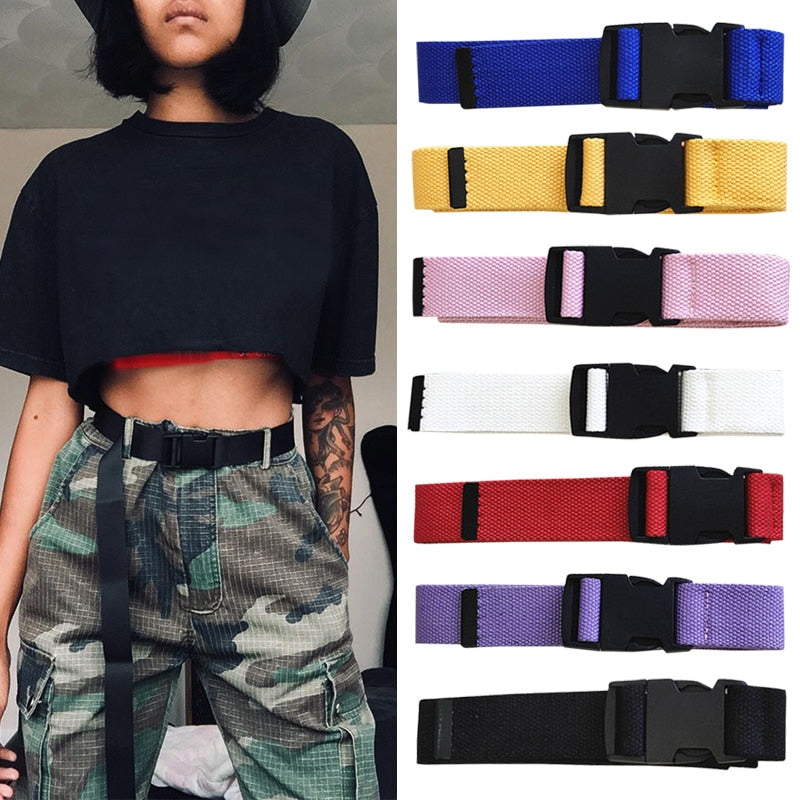 Adjustable All-Match belt Unisex Korean Style Canvas Belts Plastic Buckle Vintage aesthetic long waistband students unisex belt