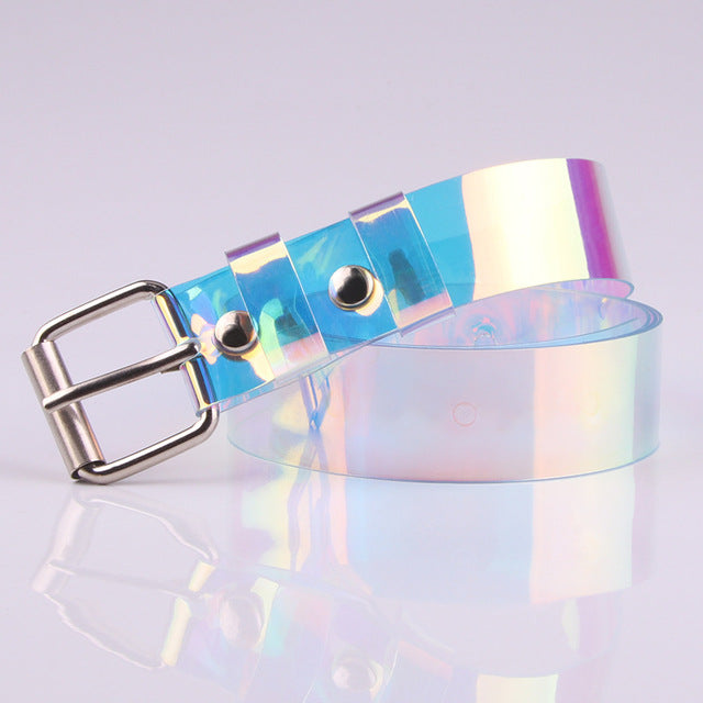 Two Row PVC Clear Belt For Women Fashion Pin Buckle Female White Waist Trousers Transparent Belts Ladies Jeans Grommet Belt gg