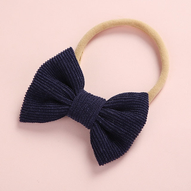 Baby Headband Bow Headbands For Girl Corduroy Head Band Thin Nylon Hairband Newborn Kids Toddler Hair Accessories Spring Summer