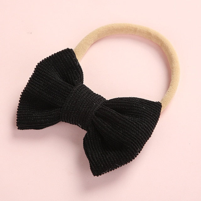 Baby Headband Bow Headbands For Girl Corduroy Head Band Thin Nylon Hairband Newborn Kids Toddler Hair Accessories Spring Summer