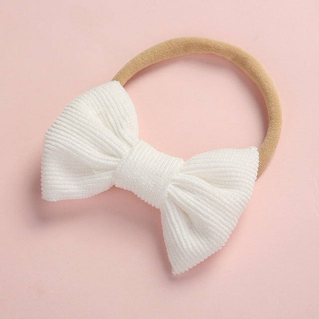 Baby Headband Bow Headbands For Girl Corduroy Head Band Thin Nylon Hairband Newborn Kids Toddler Hair Accessories Spring Summer