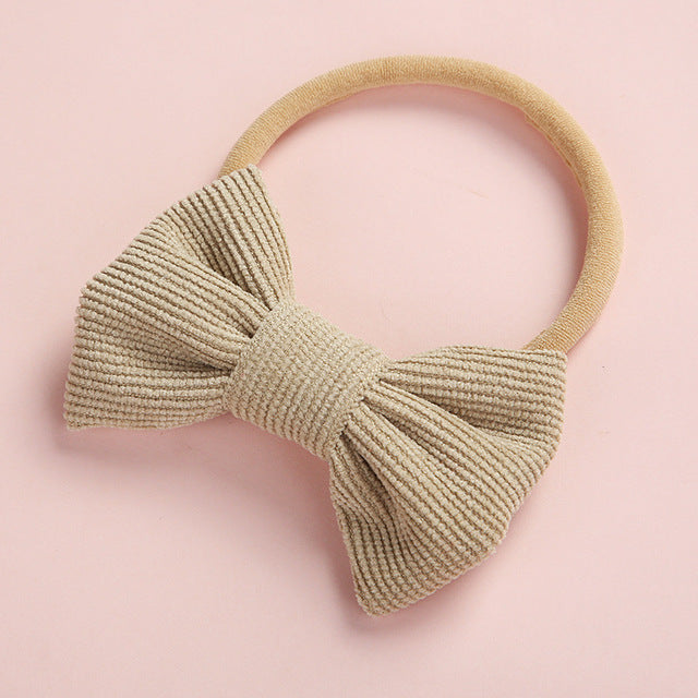 Baby Headband Bow Headbands For Girl Corduroy Head Band Thin Nylon Hairband Newborn Kids Toddler Hair Accessories Spring Summer