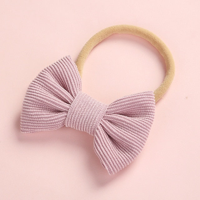 Baby Headband Bow Headbands For Girl Corduroy Head Band Thin Nylon Hairband Newborn Kids Toddler Hair Accessories Spring Summer