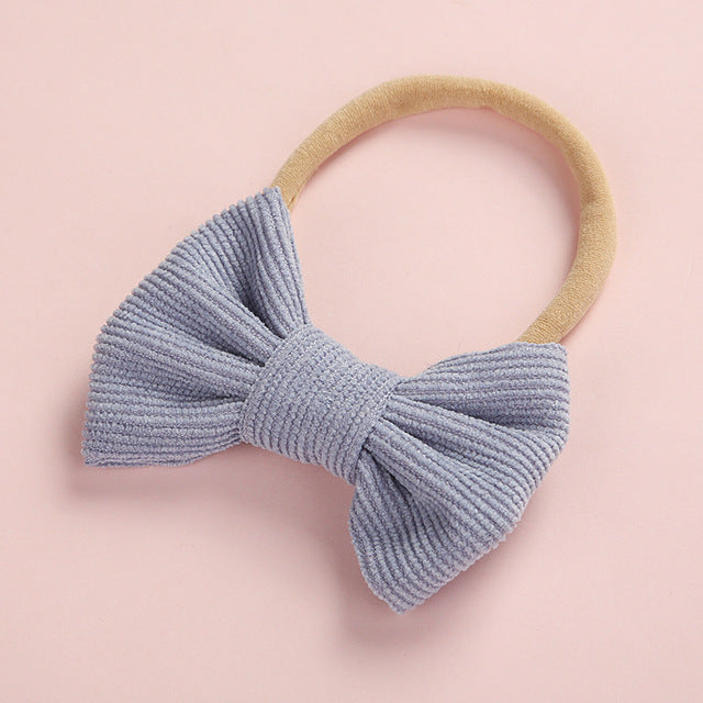 Baby Headband Bow Headbands For Girl Corduroy Head Band Thin Nylon Hairband Newborn Kids Toddler Hair Accessories Spring Summer