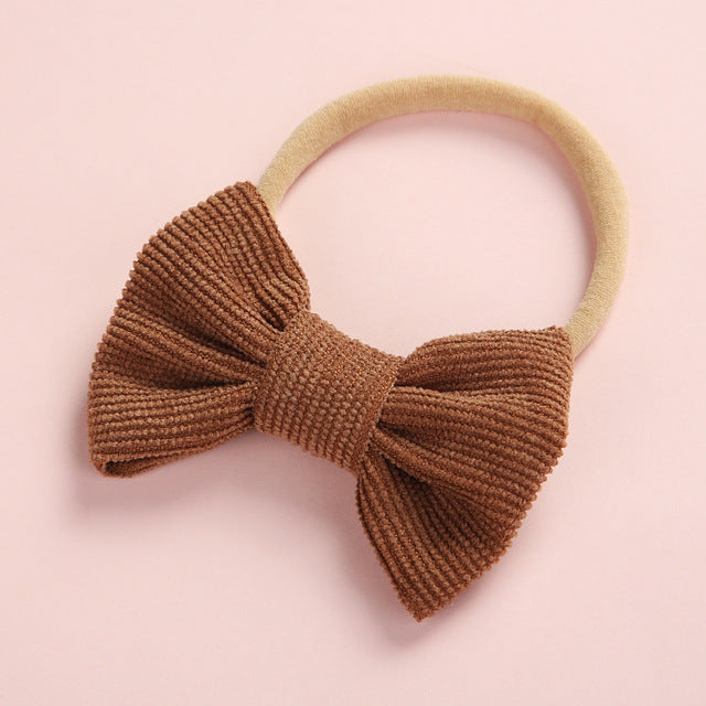 Baby Headband Bow Headbands For Girl Corduroy Head Band Thin Nylon Hairband Newborn Kids Toddler Hair Accessories Spring Summer