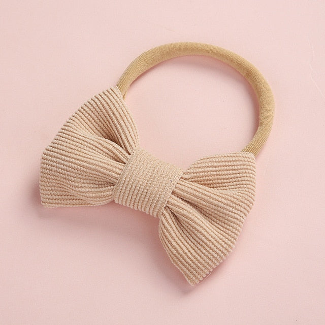 Baby Headband Bow Headbands For Girl Corduroy Head Band Thin Nylon Hairband Newborn Kids Toddler Hair Accessories Spring Summer