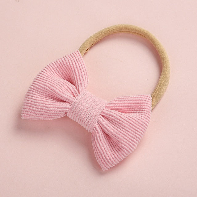 Baby Headband Bow Headbands For Girl Corduroy Head Band Thin Nylon Hairband Newborn Kids Toddler Hair Accessories Spring Summer