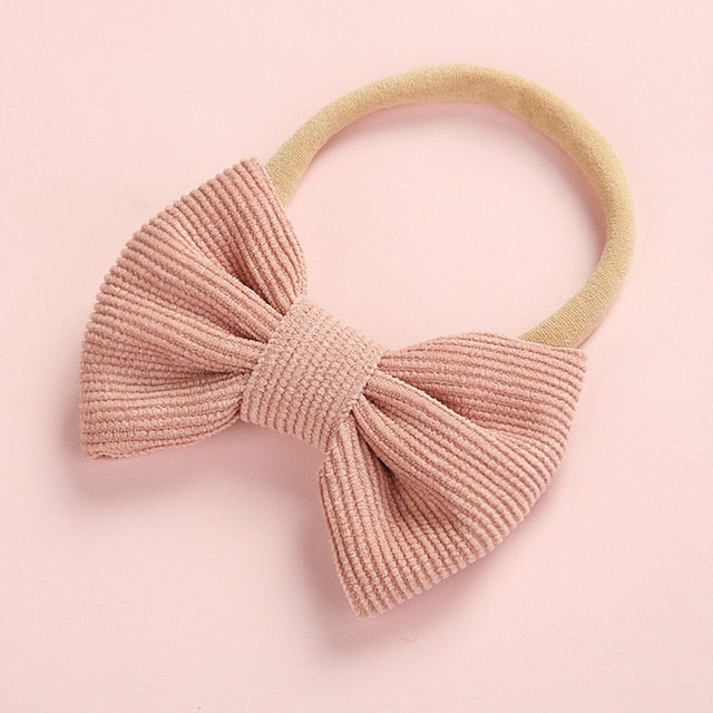 Baby Headband Bow Headbands For Girl Corduroy Head Band Thin Nylon Hairband Newborn Kids Toddler Hair Accessories Spring Summer