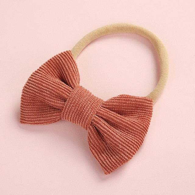 Baby Headband Bow Headbands For Girl Corduroy Head Band Thin Nylon Hairband Newborn Kids Toddler Hair Accessories Spring Summer