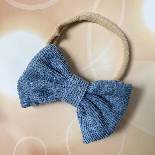 Baby Headband Bow Headbands For Girl Corduroy Head Band Thin Nylon Hairband Newborn Kids Toddler Hair Accessories Spring Summer