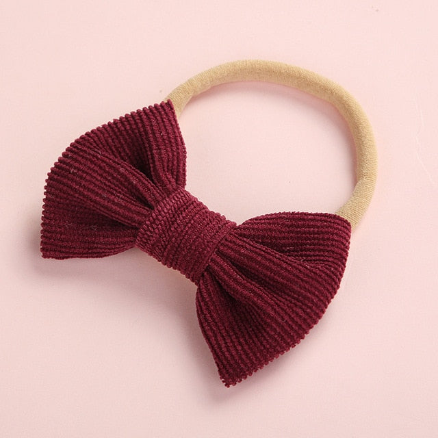 Baby Headband Bow Headbands For Girl Corduroy Head Band Thin Nylon Hairband Newborn Kids Toddler Hair Accessories Spring Summer