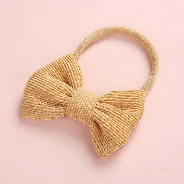 Baby Headband Bow Headbands For Girl Corduroy Head Band Thin Nylon Hairband Newborn Kids Toddler Hair Accessories Spring Summer