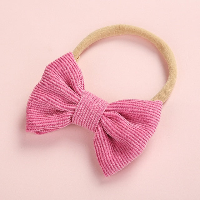 Baby Headband Bow Headbands For Girl Corduroy Head Band Thin Nylon Hairband Newborn Kids Toddler Hair Accessories Spring Summer