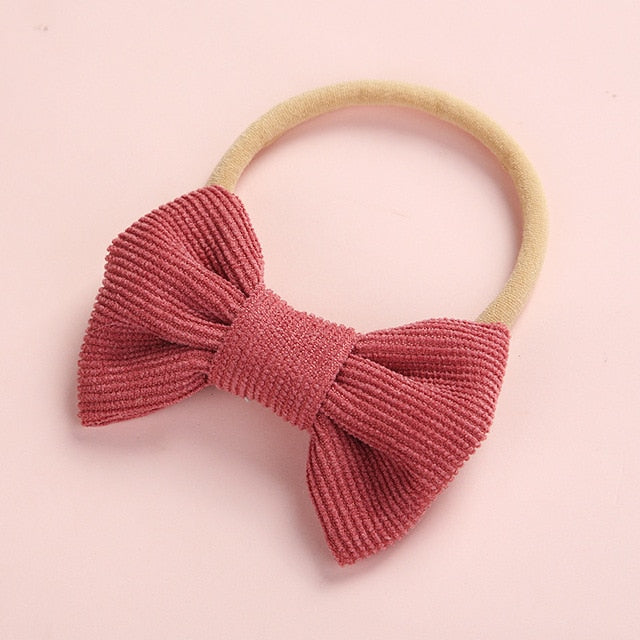 Baby Headband Bow Headbands For Girl Corduroy Head Band Thin Nylon Hairband Newborn Kids Toddler Hair Accessories Spring Summer