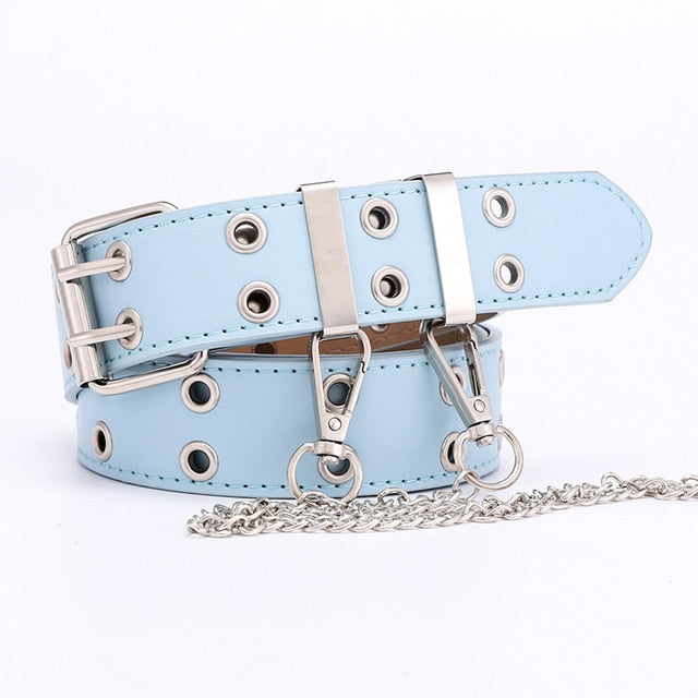 New Designer Leather high Quality Belt Fashion Alloy Double Ring Circle Buckle Girl Jeans Dress Wild Belts