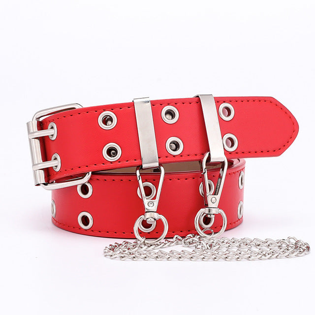 New Designer Leather high Quality Belt Fashion Alloy Double Ring Circle Buckle Girl Jeans Dress Wild Belts