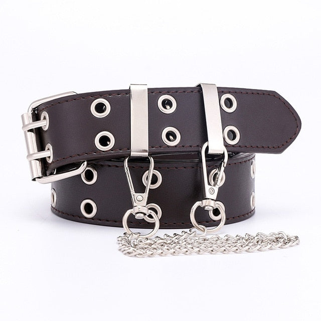 New Designer Leather high Quality Belt Fashion Alloy Double Ring Circle Buckle Girl Jeans Dress Wild Belts