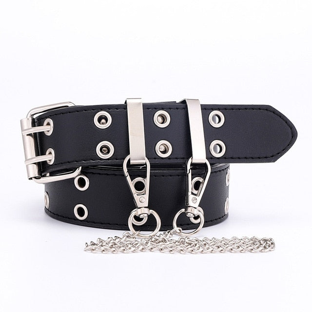 New Designer Leather high Quality Belt Fashion Alloy Double Ring Circle Buckle Girl Jeans Dress Wild Belts