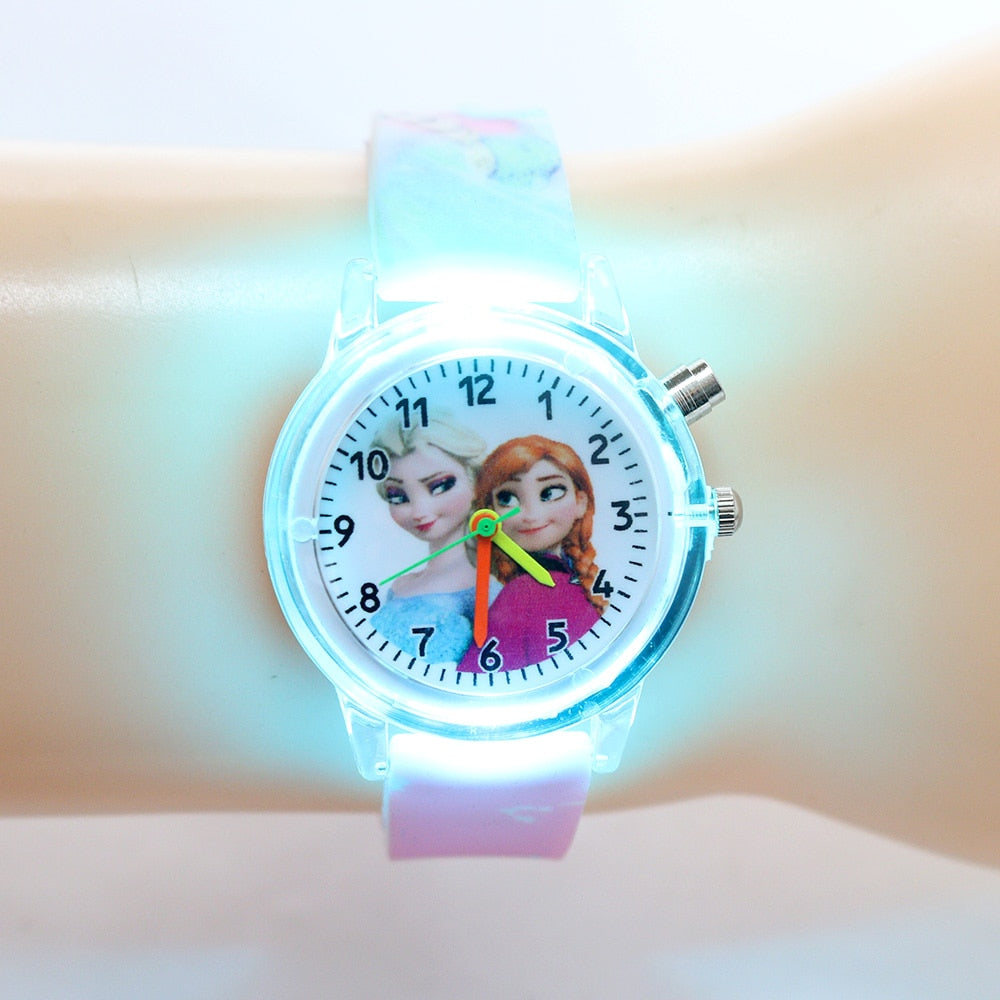 Princess Elsa Children Watches Kids Spiderman Colorful Light Source Boys Watch Girls Party Gift Clock Wrist Relogio Feminino