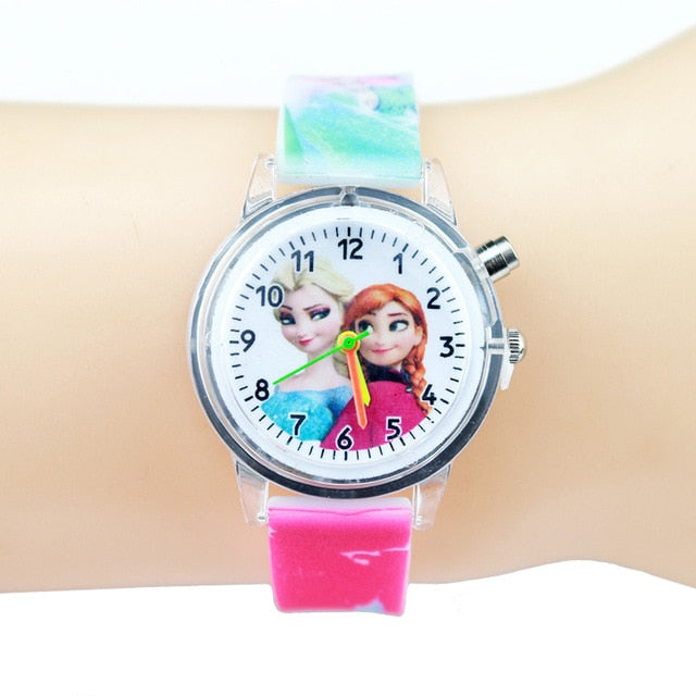 Princess Elsa Children Watches Kids Spiderman Colorful Light Source Boys Watch Girls Party Gift Clock Wrist Relogio Feminino