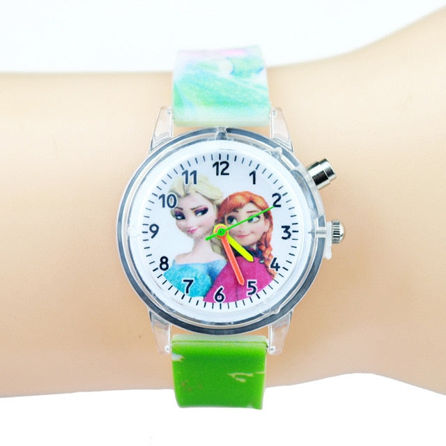 Princess Elsa Children Watches Kids Spiderman Colorful Light Source Boys Watch Girls Party Gift Clock Wrist Relogio Feminino