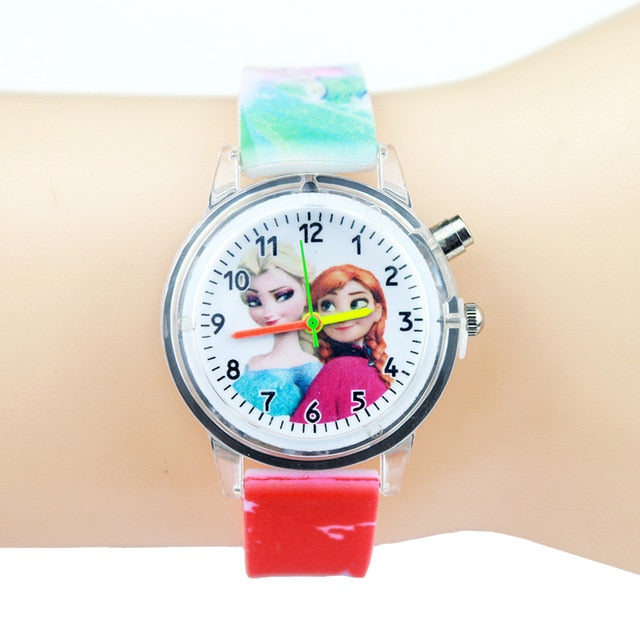 Princess Elsa Children Watches Kids Spiderman Colorful Light Source Boys Watch Girls Party Gift Clock Wrist Relogio Feminino