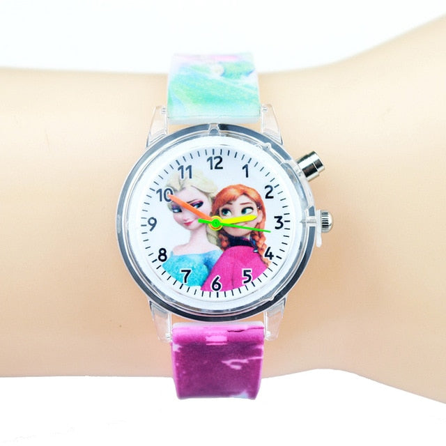 Princess Elsa Children Watches Kids Spiderman Colorful Light Source Boys Watch Girls Party Gift Clock Wrist Relogio Feminino