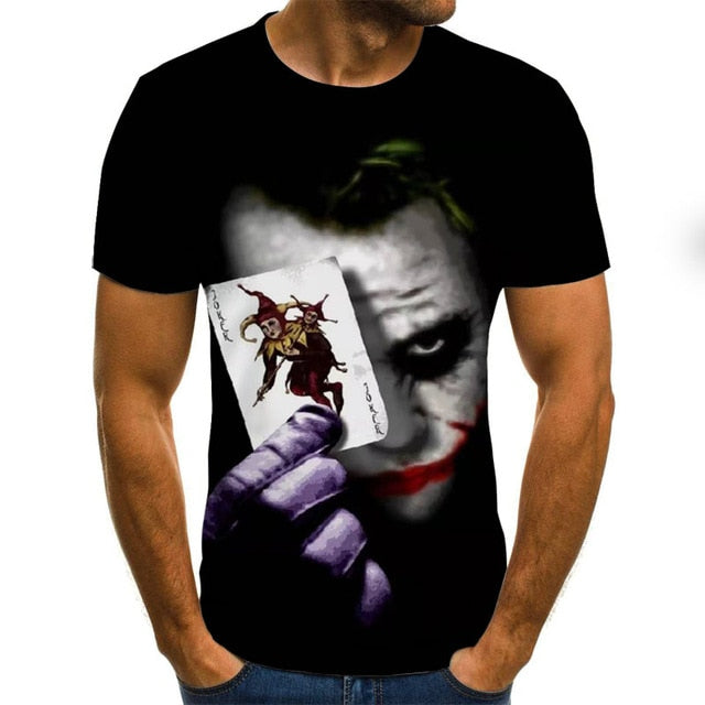 New Cool Halloween Clown men's T-shirt funny clown face tops 3D printed fashion short-sleeved round neck shirt trendy street wear