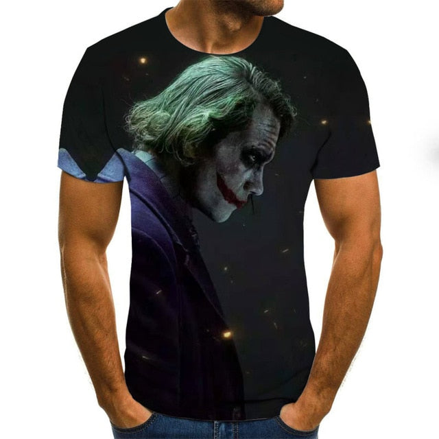 New Cool Halloween Clown men's T-shirt funny clown face tops 3D printed fashion short-sleeved round neck shirt trendy street wear