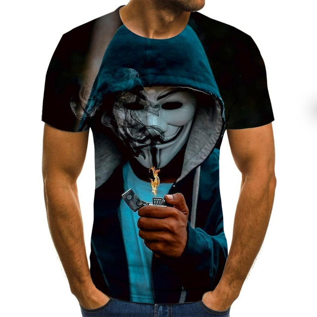 New Cool Halloween Clown men's T-shirt funny clown face tops 3D printed fashion short-sleeved round neck shirt trendy street wear