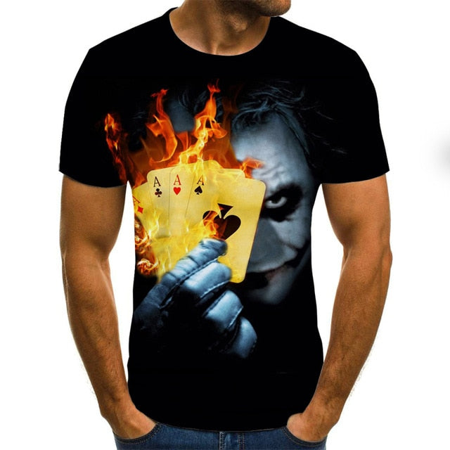 New Cool Halloween Clown men's T-shirt funny clown face tops 3D printed fashion short-sleeved round neck shirt trendy street wear