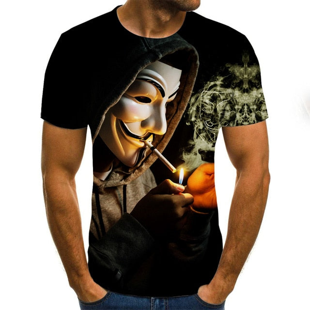 New Cool Halloween Clown men's T-shirt funny clown face tops 3D printed fashion short-sleeved round neck shirt trendy street wear