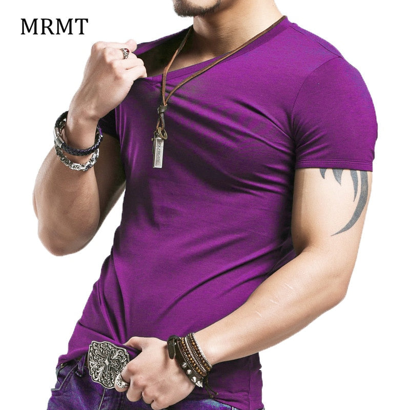 Brand New Men T Shirt Tops V neck Short Sleeve Tees Men's Fashion Fitness Hot T-shirt For Male