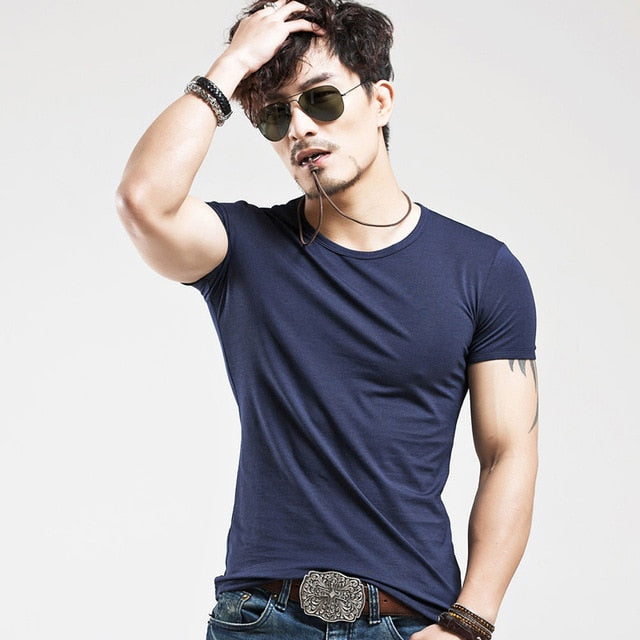 Brand New Men T Shirt Tops V neck Short Sleeve Tees Men's Fashion Fitness Hot T-shirt For Male