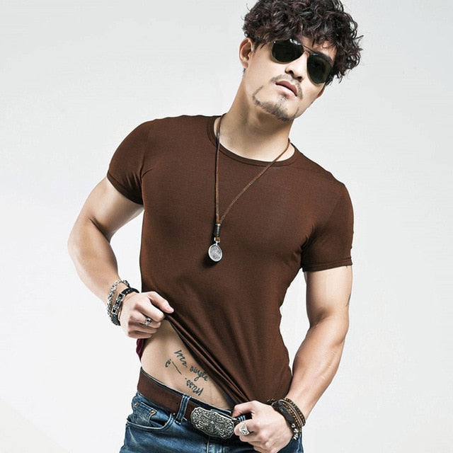 Brand New Men T Shirt Tops V neck Short Sleeve Tees Men's Fashion Fitness Hot T-shirt For Male