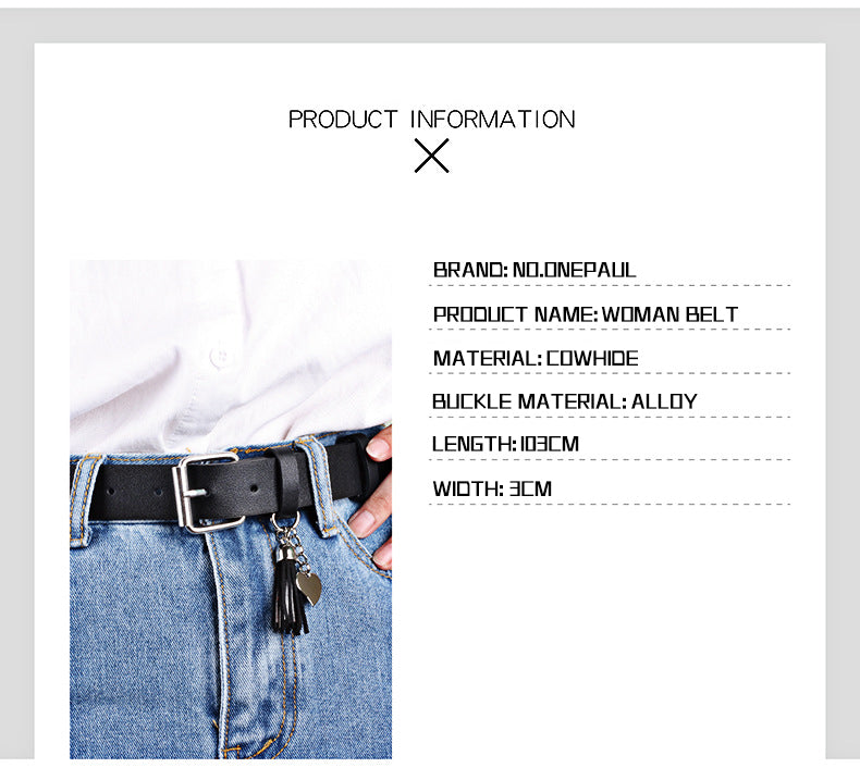 NO.ONEPAUL Personalized trouser belt with pin buckle Jeans belt decoration elegant student retro jean new design ladies belt