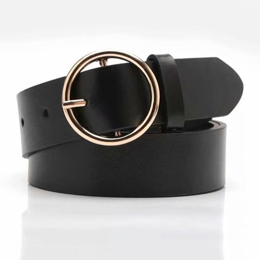 Female Deduction Side Metal Button Buckle Jeans Wild Belts For Women Fashion Students Simple New Circle Pin Buckles Belt