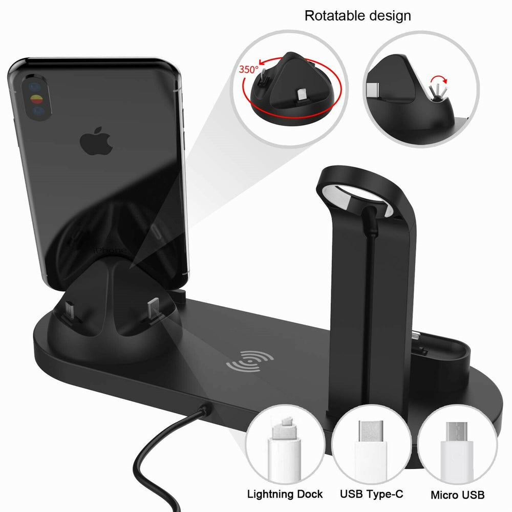 4 in 1 Qi Wireless Charger Watch Charger Dock For Iphone Charging Station USBC Stand Fast Charging Suitable For iPhone And Android Phone