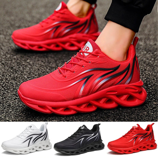 Mens Flame Printed Sneakers Flying Weave Sports Shoes Comfortable Running Shoes Outdoor Men Athletic Shoes